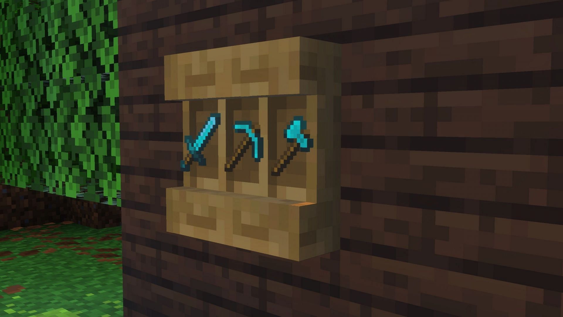 The shelf can store three stacks of any item (Image via Sportskeeda Gaming || Mojang Studios)